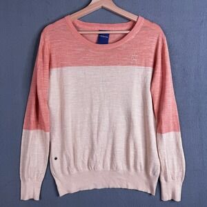 G Star Raw Color Block Knit Sweater Pullover Coral Cream Size S Long sleeve Top